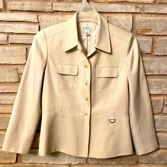 TALBOTS Womens Blazer SZ 10 Light Cream/Ivory Safari Style Lightweight - Picture 1 of 14